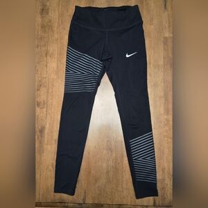 Nike Dri Fit Leggings Black Gray Stripe XS